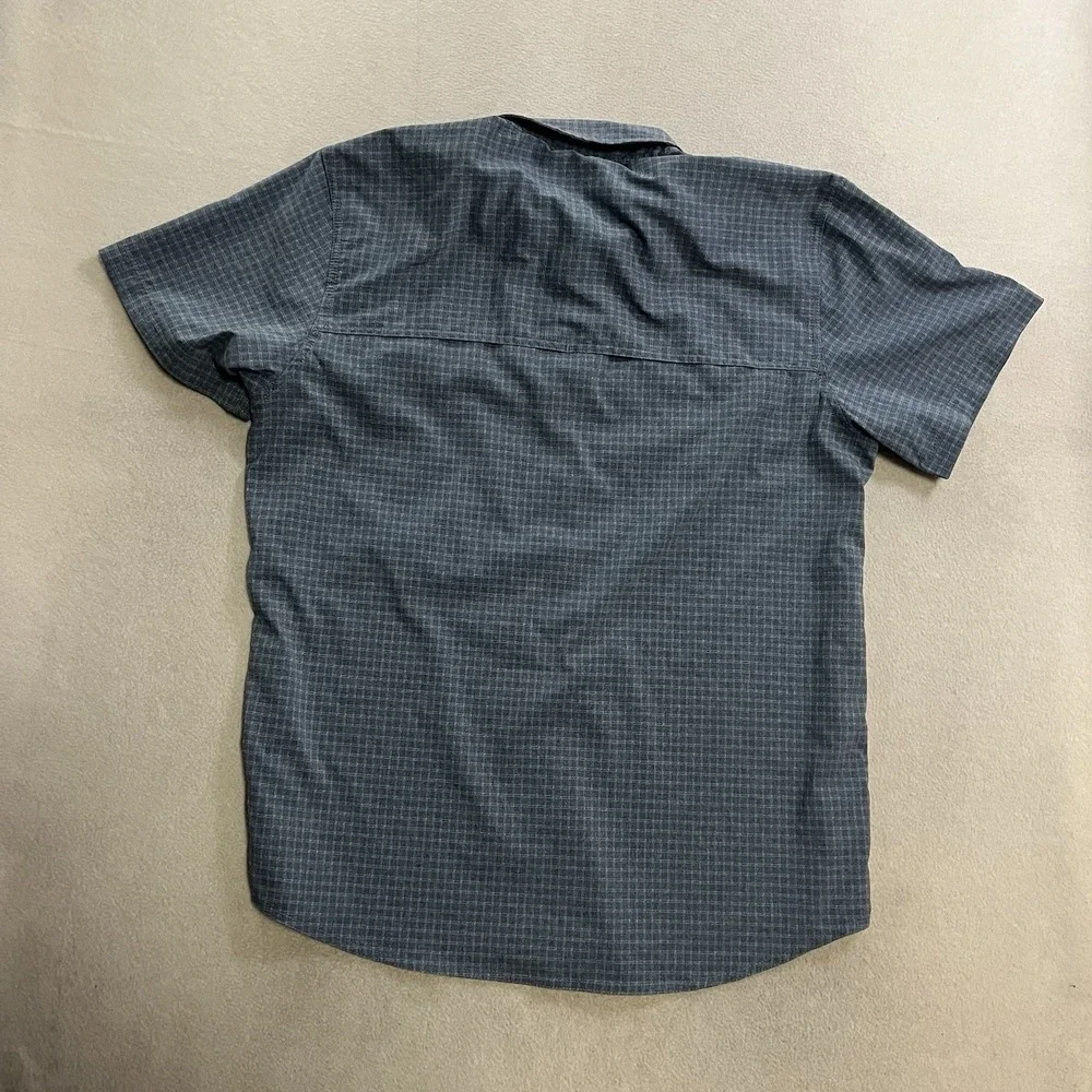 Prana Shirt Mens Size Large Blue Check Shirt Sleeve Button Up Performance Hiking